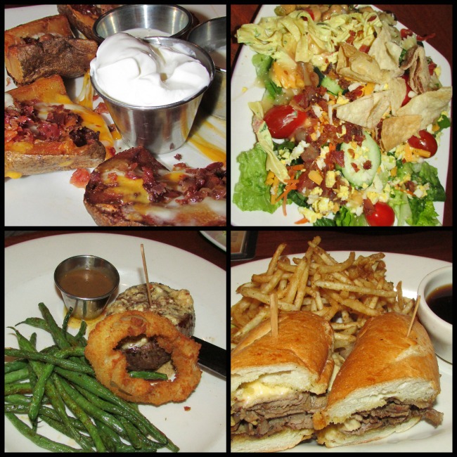 Claim Jumper Tip-a-cop appetizer, salad and main dishes